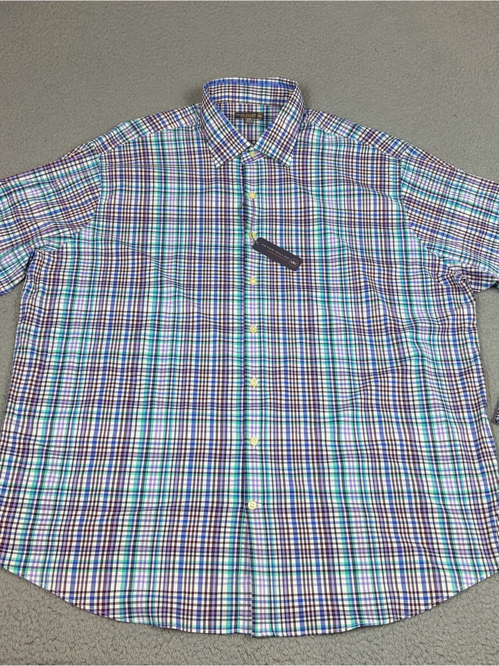 Peter Millar Summer Comfort Shirt XXL Multicolor Plaid Button-Up Nylon Stretch - Picture 2 of 11